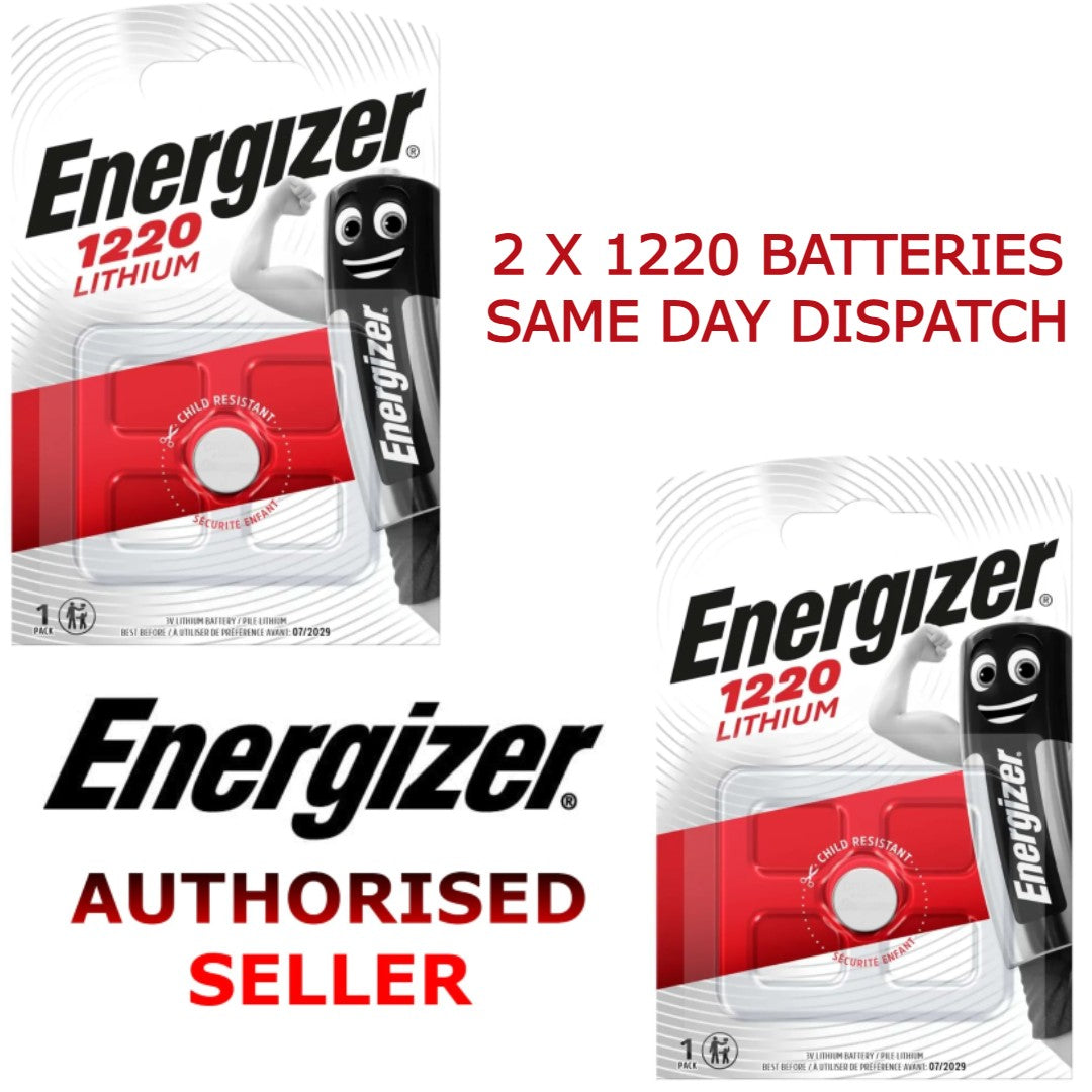 2 x Energizer 1220 CR1220 3V Lithium Coin Cell Battery Dl1220 Button Batteries